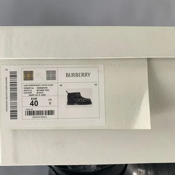 BURBERRY Size 7 Black Leather Pull On Boots - Picture 9 of 9